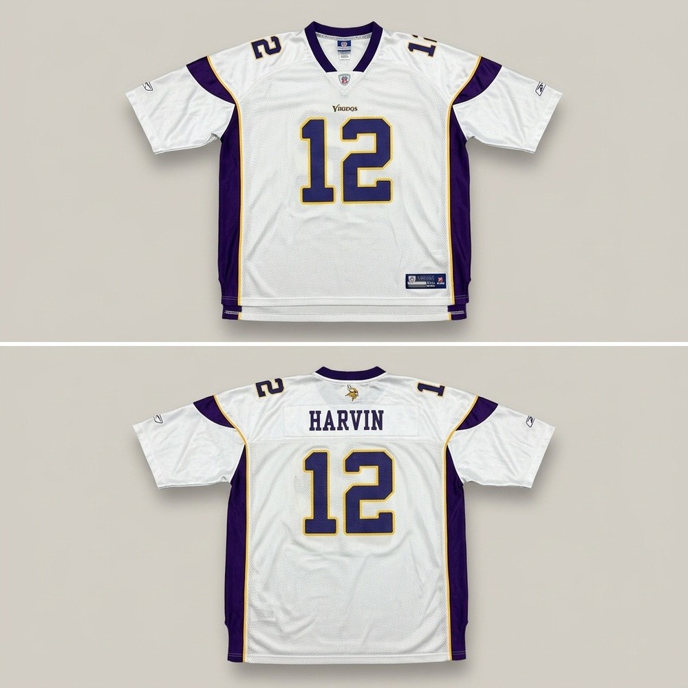 Minnesota Vikings Percy Harvin #12 Reebok NFL Equipment Jersey White Mens 5XL